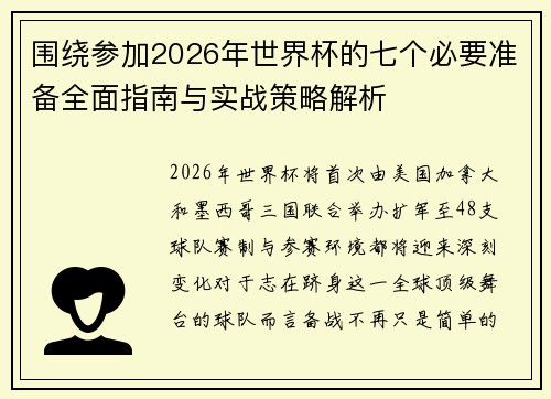 围绕参加2026年世界杯的七个必要准备全面指南与实战策略解析